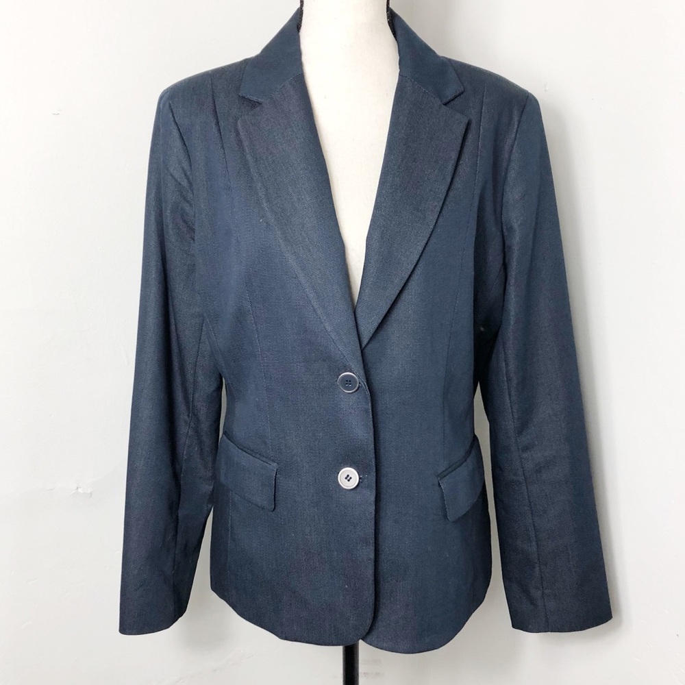 New York & Company Blue Denim Blazer Jacket Plus - Picture 1 of 8